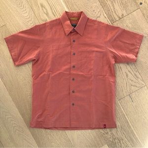 Royal Robbins Orange Check Short Sleeve Outdoor Hiking Button Front Shirt Mens S